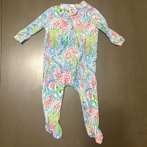 Lilly Pulitzer Pottery Barn kids zip pajamas 0-3 months